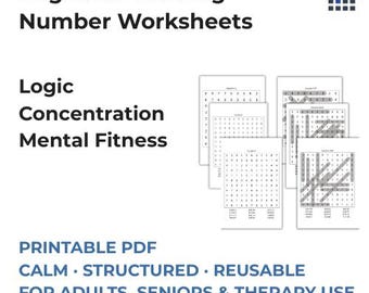 Number Puzzles Worksheets Bundle – 3 Printable PDFs for Cognitive Training & Learning (All Levels) with over 900 Puzzles