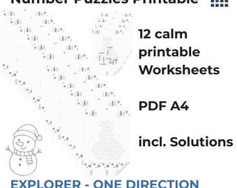 Winter Snowman Number Search Puzzles – Explorer Level | Worksheets without preparation | Occupational Therapy and Cognitive Training