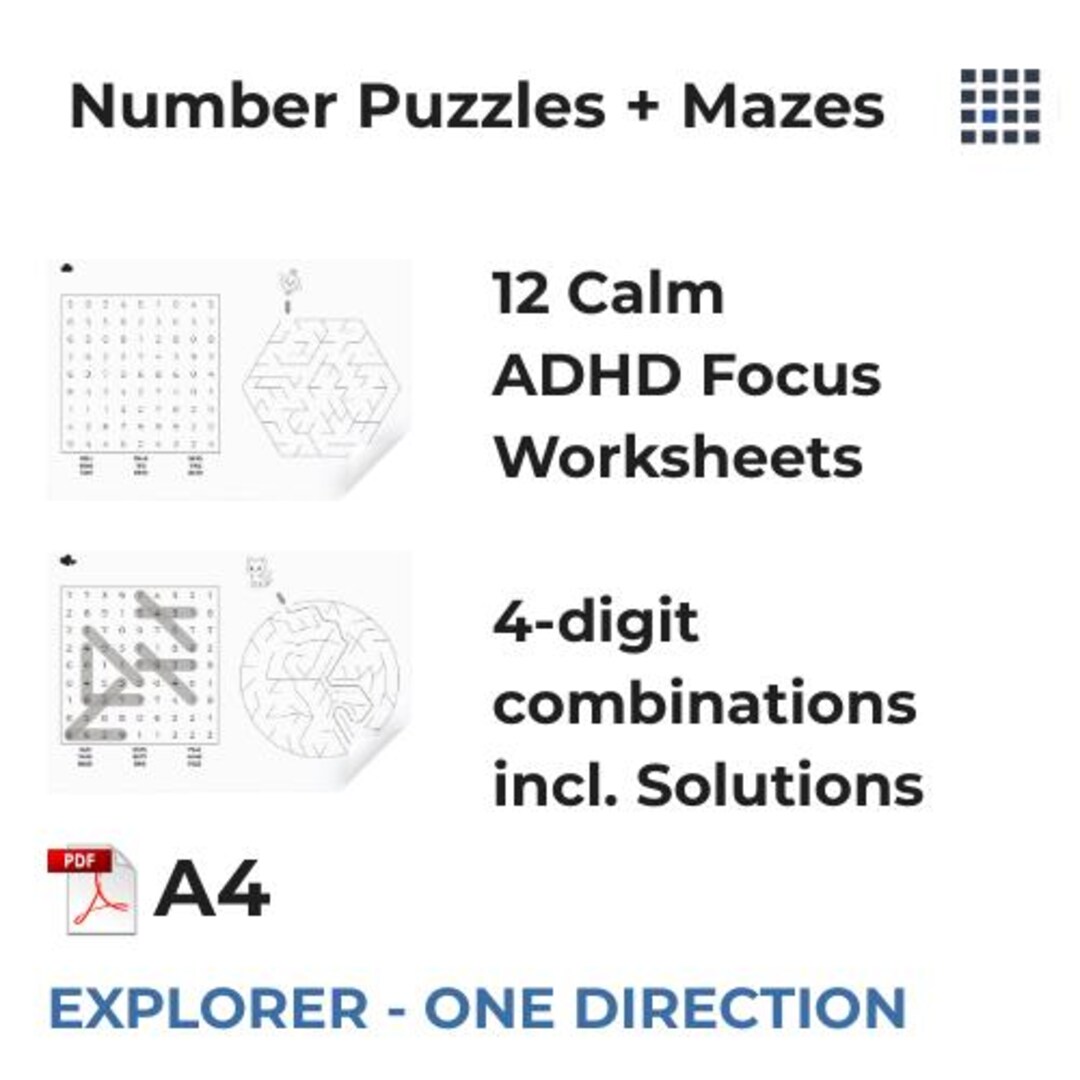 ADHD Attention Training | Structured Focus Mazes & Number Puzzles ...
