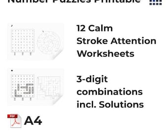 Stroke Focus Worksheets – Starter Level | Calm Number Search & Maze for Attention