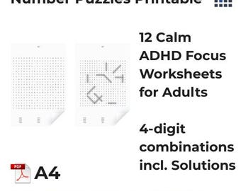 ADHD Focus Worksheets for Adults – Explorer Level | Structured Attention Training with Calm Number Puzzles