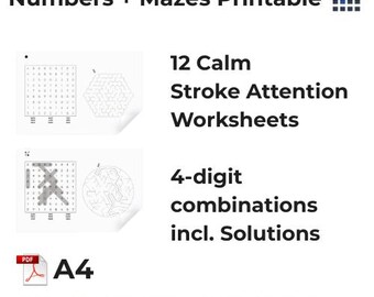 Stroke Attention Training | Structured Number Search & Maze Worksheets  – Explorer Level