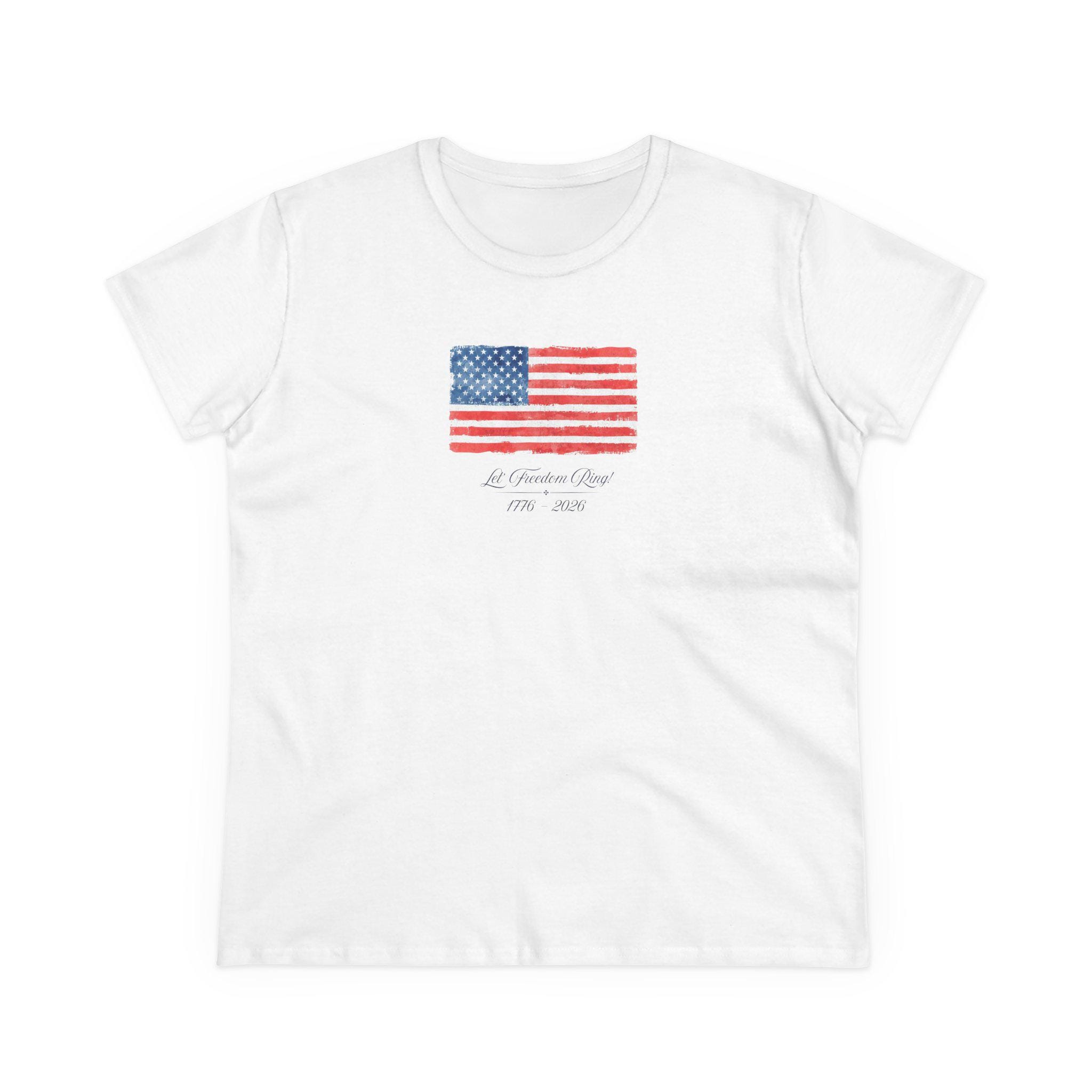 America 250 Tee Vintage American Flag Women's-style Distressed USA Stars Stripes Graphic T-shirt
