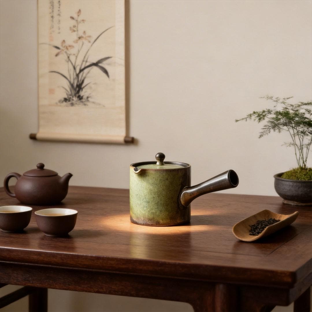 Gepersonaliseerde retro-theepot met zijhandgreep - keramische Chinese gongfu-theepot met hittebestendig handvat, op maat gegraveerd