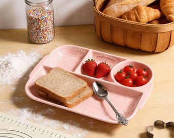 Personalized European Style Multi-Compartment Ceramic Divided Plate  Home Breakfast Dish Personalized Bottom Engraving snack plate