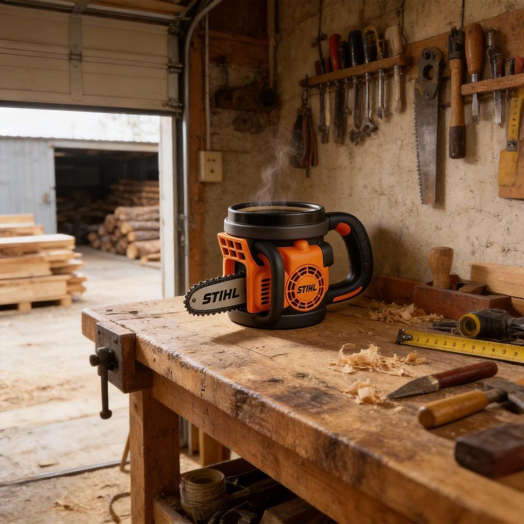 Personalized Novelty Chainsaw Shaped Resin Mug - Realistic STIHL