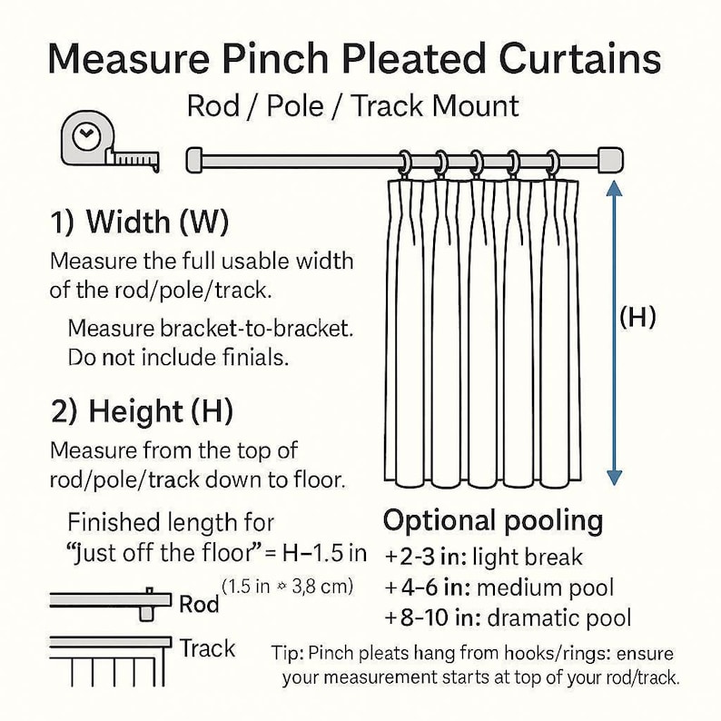 Pinch-Pleat Curtains: Cream Linen Herringbone (Blackout or Cotton Lined) image 10