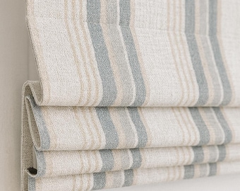 Farmhouse Stripe Roman Shade: Bio-Leinen, Verdunkelung mit Kordel