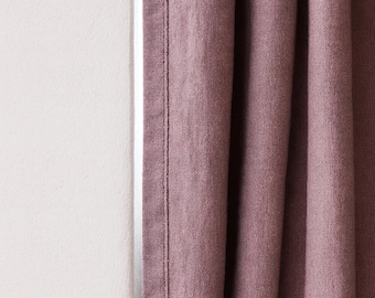 Dusty Mauve Linen Curtain Panel - Heavyweight Organic Fabric with Liner Options