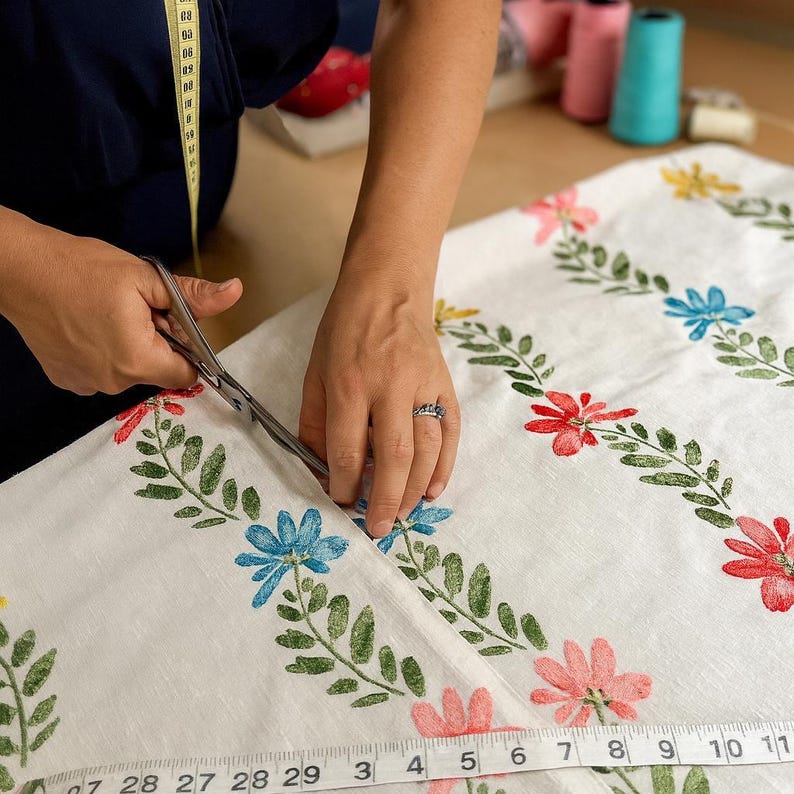 Linen Blackout Curtains: White Daisy Vine Embroidery (Kids Nursery, Custom Fit) image 7
