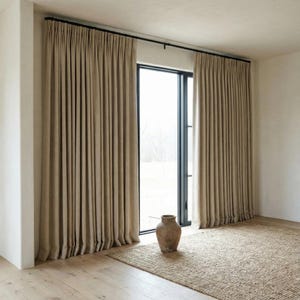 Blackout Linen Curtains: Organic Fabric, Warm Oatmeal Beige - Custom Sizes image 7