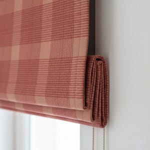 Tenda a pacchetto: lino scozzese rosso terracotta (su misura, oscurante o con filtro luce)