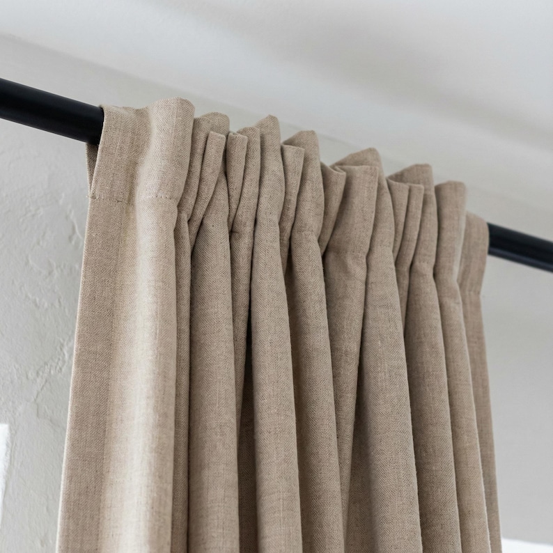 Blackout Linen Curtains: Organic Fabric, Warm Oatmeal Beige - Custom Sizes image 6