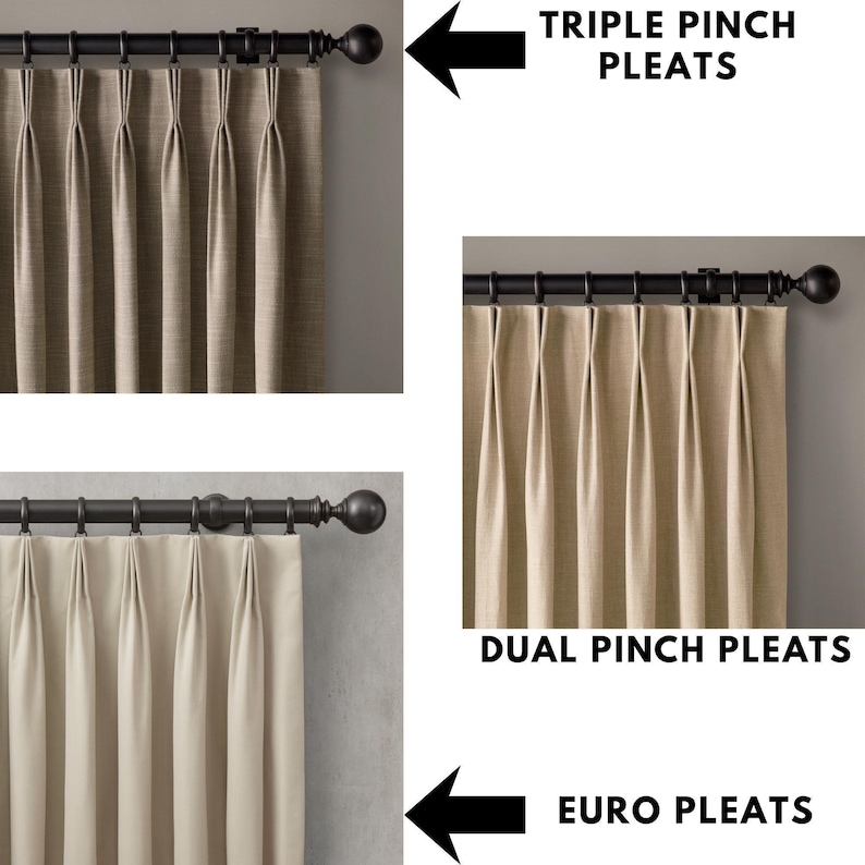 Pinch-Pleat Curtains: Cream Linen Herringbone (Blackout or Cotton Lined) image 11