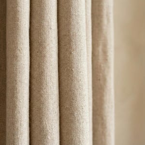 Blackout Linen Curtains: Organic Fabric, Warm Oatmeal Beige - Custom Sizes image 2