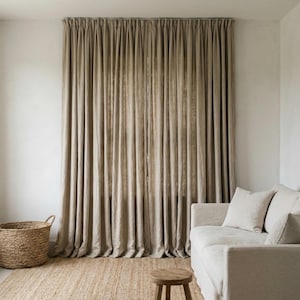 Blackout Linen Curtains: Organic Fabric, Warm Oatmeal Beige - Custom Sizes image 4