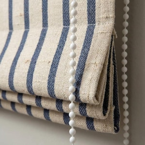 Coastal Blue Stripe Roman Shade - Etsy
