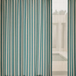 Organic Cotton Curtains: Hand Block-Printed Teal Stripes (Custom Sizes Available) image 6