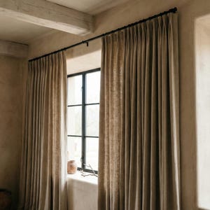 Blackout Linen Curtains: Organic Fabric, Warm Oatmeal Beige - Custom Sizes image 8
