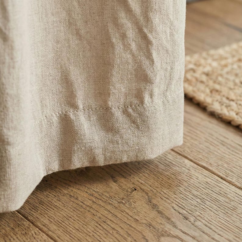 Blackout Linen Curtains: Organic Fabric, Warm Oatmeal Beige - Custom Sizes image 3