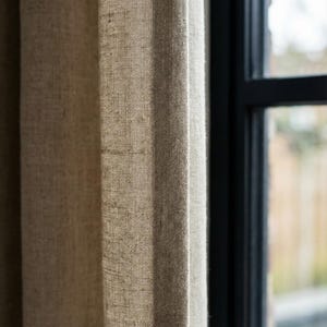 Blackout Linen Curtains: Organic Fabric, Warm Oatmeal Beige - Custom Sizes image 5