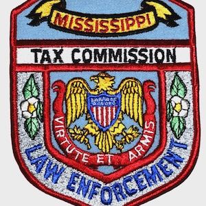 MISSISSIPPI MS Tax Commission Sheriff Police Patch Magnolia Flower Shield USA