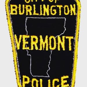 BURLINGTON Vermont VT Police Patch State Shape Outline Vintage Old Mesh 4S