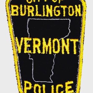 BURLINGTON Vermont VT Police Patch State Shape Outline Vintage Old Mesh 4S (2)