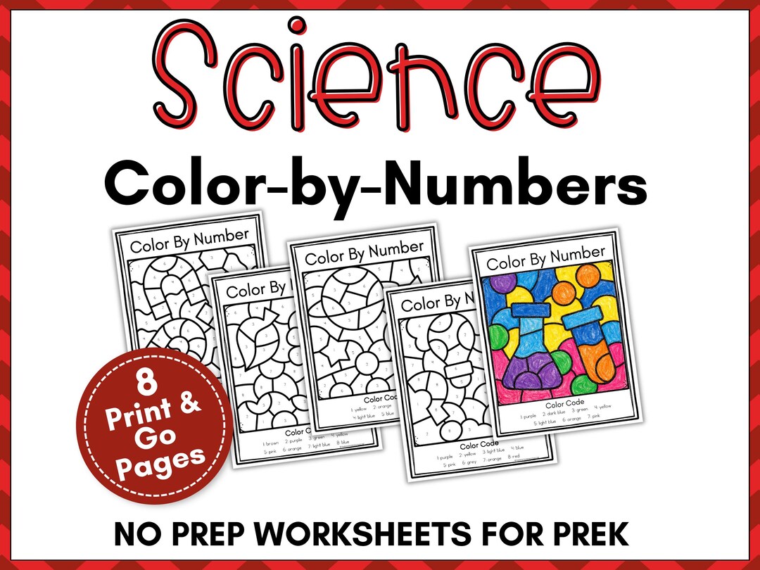 Science Color Pages Printable | Color by Number Worksheets for ...