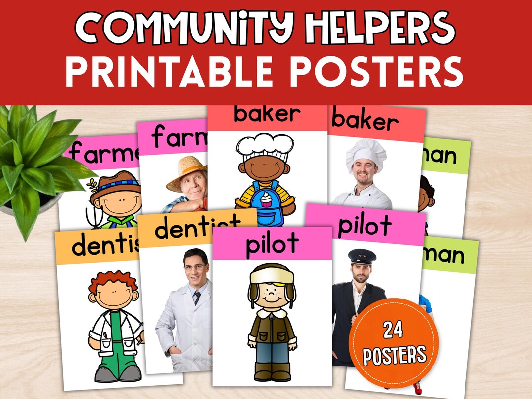 Community Helpers Posters, Who Helps Us Printable, Real Photo Posters ...