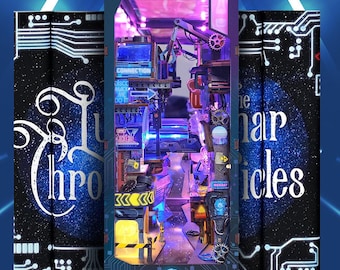 Cyberpunk Book Nook Kit, DIY 3D Wooden Puzzle, LED Bookend Model