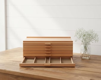 Artist Storage Box with Drawers, Wooden Art Organizer