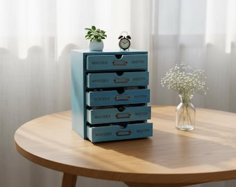 Retro Craft Storage Drawers, Wooden Desk Organizer