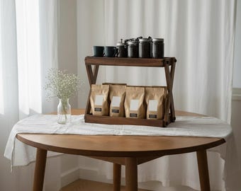 Wooden Countertop Shelf, Tea Spice Makeup Organizer