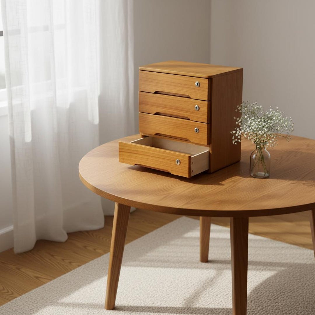 Lockable Wooden Desktop Storage Box, Desk Organizer - Etsy