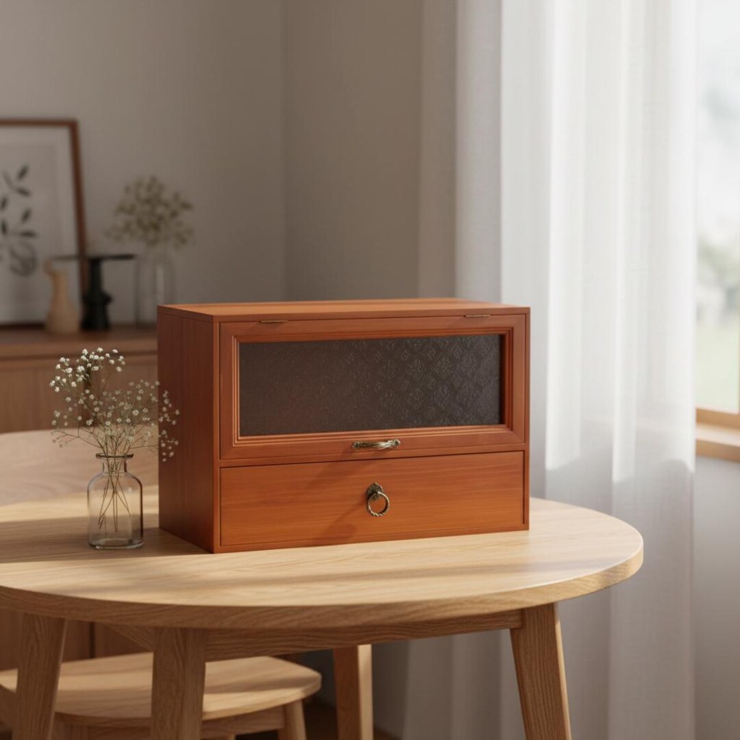 2-tier Vintage Storage Drawer Box, Wooden Tabletop Organizer Cabinet - Etsy