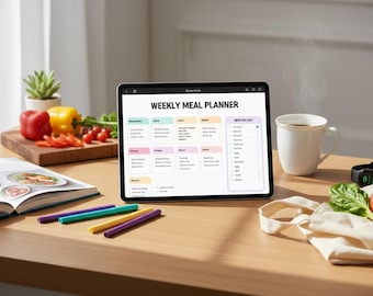 Weekly Meal Planner Grocery List PDF | Menu Planning Template | Food Shopping Organizer | Printable Meal Prep | Instant Download