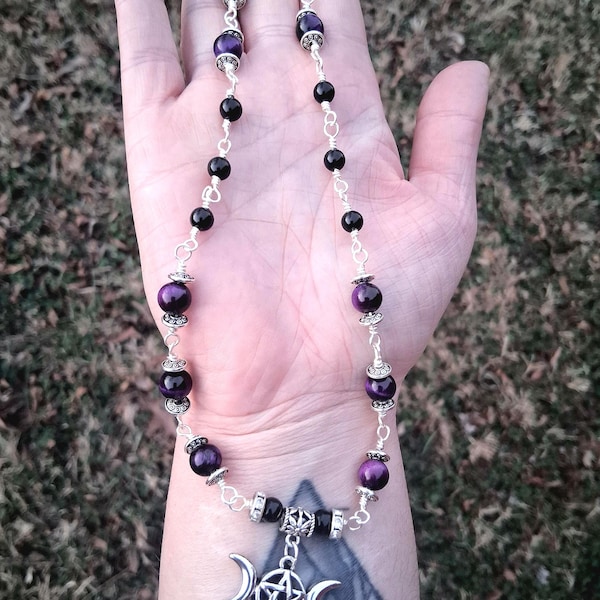 Collar de triple luna / Joyería pagana de bruja