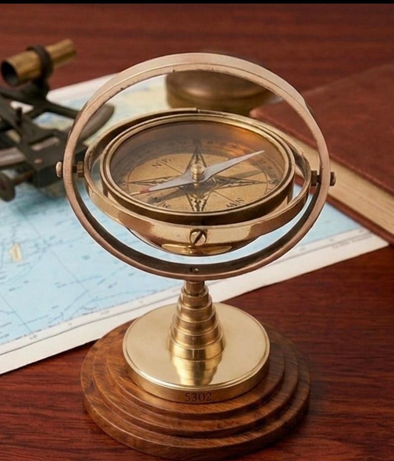 Gimble Compass Vintage Brass Gimbal Compass – Antique Style Desk Display Collectible ...