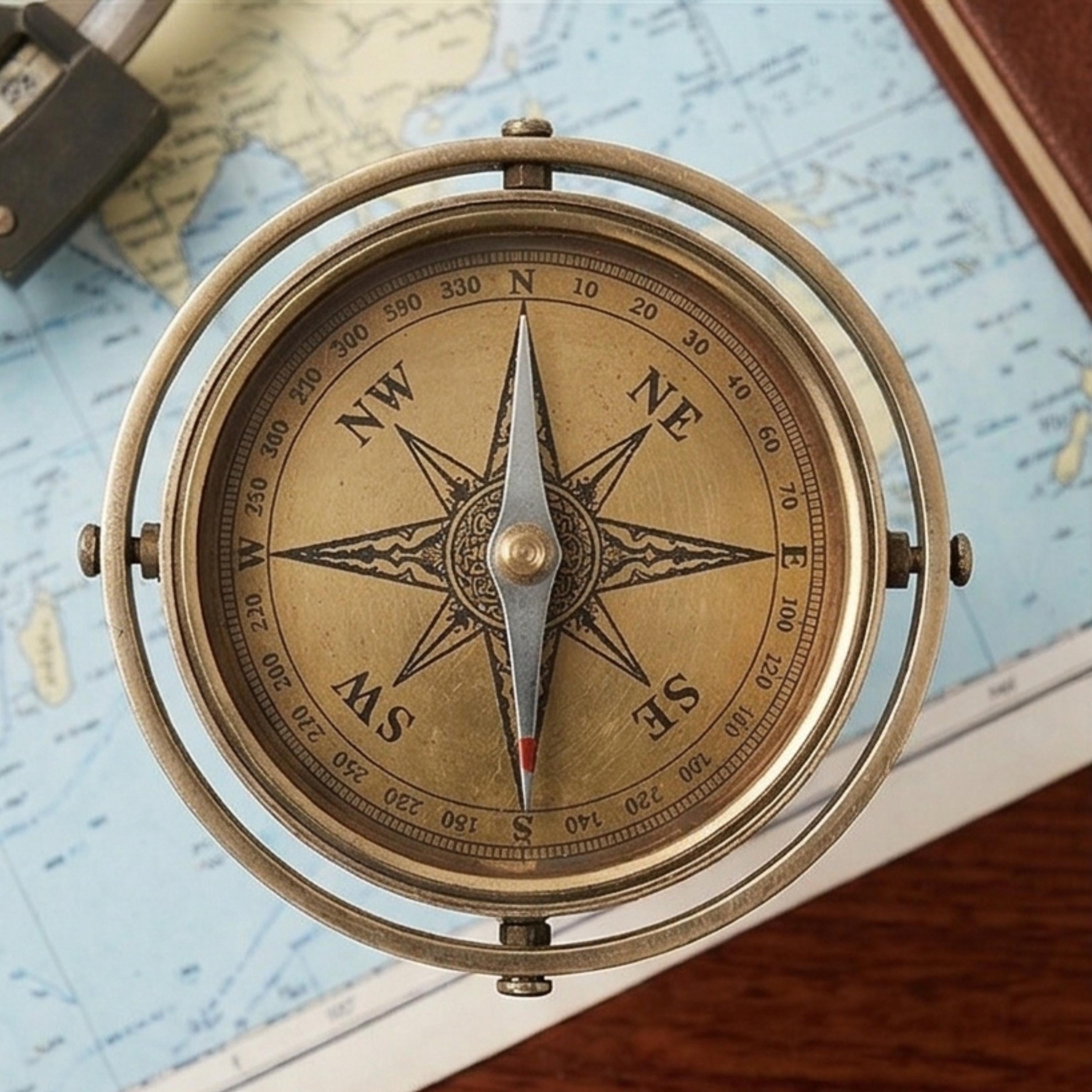 Gimble Compass Vintage Brass Gimbal Compass – Antique Style Desk Display Collectible ...