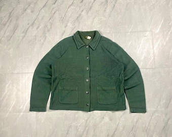 Vintage LL Bean Zip Up Crop Boxy Oversize Sweater Jacket