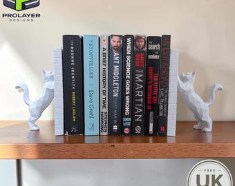 Playful Cat Bookends, Heavy Duty Pair, Cat Lover Gift, Unique Bookshelf Decor, Whimsical Cat Book Ends, Book Lover Gift