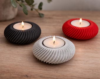 Spiral Wave Tealight Holder, Fluted Candle Holder, Modern Minimalist Tea Light Holder, Scandinavian Coffee Table Decor, Small Candle Holder