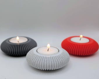 Modern Minimalist Tea Light Holder, Vertical Ribbed Candle Decor, Fluted Candle Holder, Scandinavian Coffee Table Decor, Small Candle Holder