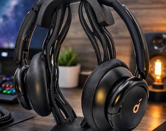 Headphone Stand & Headset Holder, Minimalist Desk Accessory, Universal Headset Support for Gaming Setup, Workstation + Desk Decor