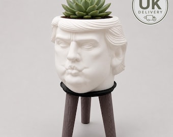 Trump Head Planter | Funny Succulent or Cactus Pot | 3D Printed Novelty Plant Pot | Political Humor Planter | Unique Desk Planter | Gag Gift