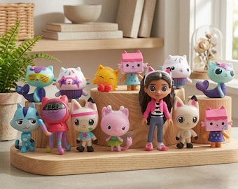 Gabby Dollhouse Figures Set: 13PCS Cartoon Cat Mini Dolls Collection for Kids