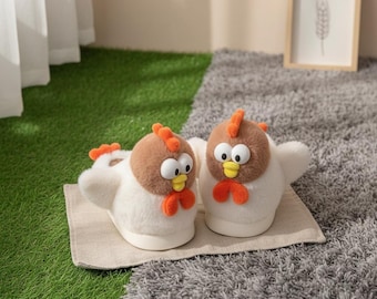 Chick Plush Slippers, Cozy Winter House Shoes