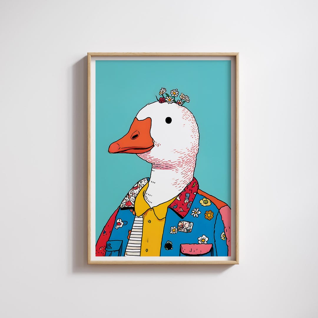 Funky Goose Portrait Art Print | Stylish Pop Art (digital Download) - Etsy