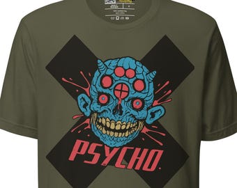 Cyberpunk 2077 Cyberpsycho Skull T-shirt : T-shirt streetwear pour joueur